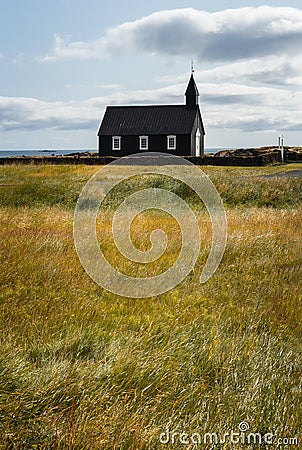 The Black Church at Budir, SnÃ¦fellsnes Peninsula Stock Photo