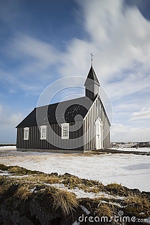 The Black Church by Hotel Budir. Stock Photo