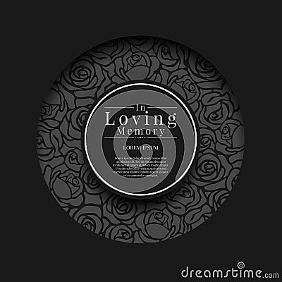 Black circle groove frame with abstract rose texture and in loving memory text in center circle vector design Vector Illustration