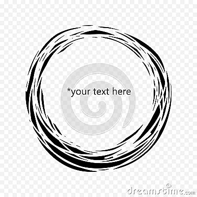 Black circle inside of which you can write your text. Minimalistic concept of black and white discontinuous lines. Use Vector Illustration