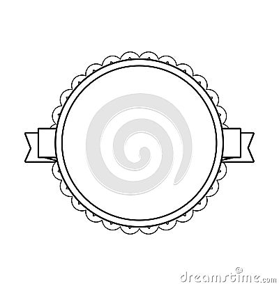 Black circle label with lacy border Vector Illustration