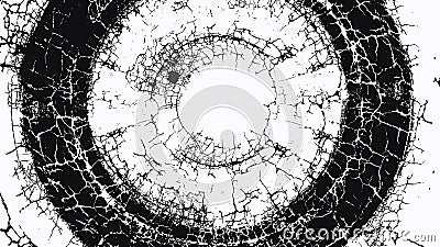 Black Circle Made of Cracks on a White Background. Cartoon Illustration