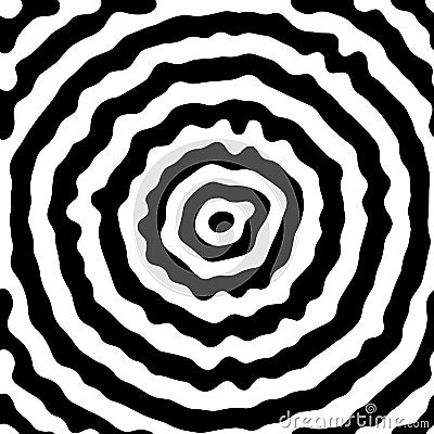 Black circle pattern useful as abstract sound vibration. Newtonian fluid. Vector illustration Vector Illustration