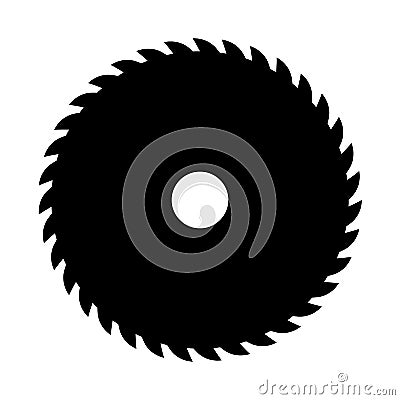 Black circular saw. Vector sign or icon. Symbol of saw mill Vector Illustration