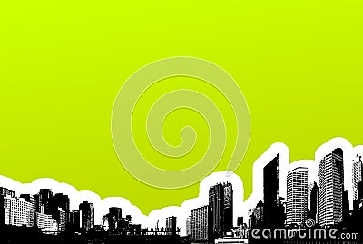 Black city on green background Vector Illustration