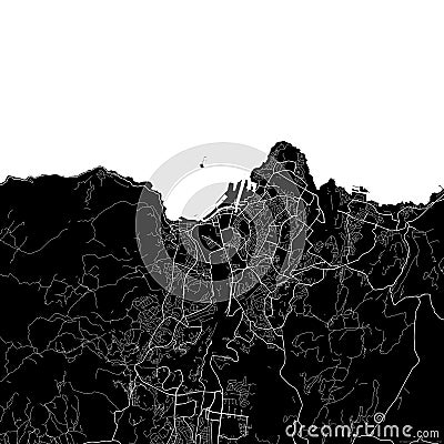 Black city map of Trondheim Norway. Stock Photo