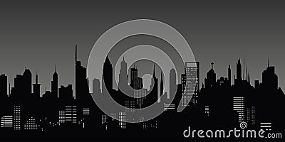 Black city metropolis silhouette, vector illustration Vector Illustration