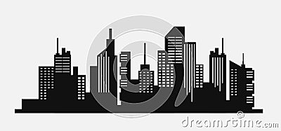 Black cityscape background. City buildings landscape Vector Illustration