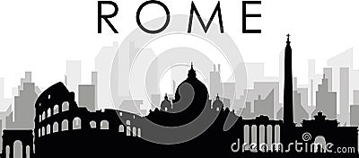 Cityscape skyline panorama of ROME (ROMA), ITALY Vector Illustration