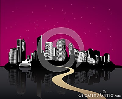 Black cityscape with skyscrapers. Vector Illustration