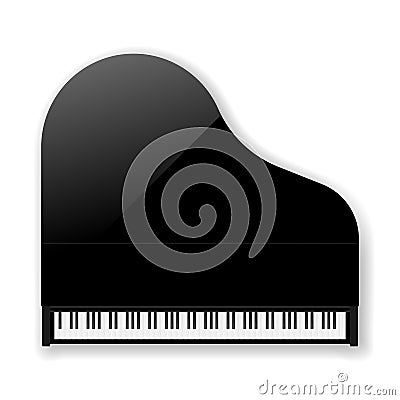 Black Classic Grand Piano. Vector Vector Illustration