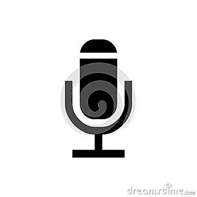 Black Classic Retro Dynamic Vocal Microphone symbol for banner, general design print and websites. Vector Illustration