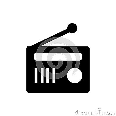 Black classic retro radio tuner symbol for banner, general design print and websites. Stock Photo