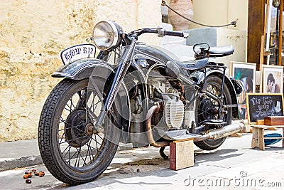 Black classics motorcycle. Hand drawn vintage motorbike Editorial Stock Photo