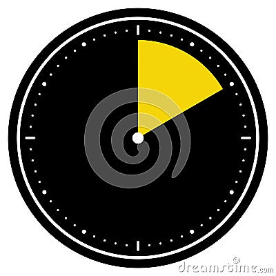 Black Clock Symbol: 10 Seconds, 10 Minutes or 2 Hours Stock Photo