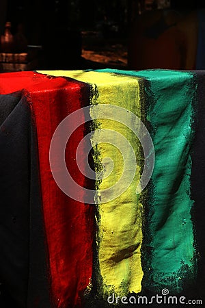 Black cloth painted in colorful colors for art decoration Stock Photo