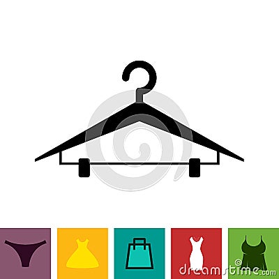 Black Clothes Hanger Icon on White Background Vector Illustration