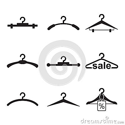 Black Clothes Hanger Icon on White Background Vector Illustration