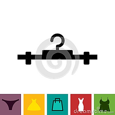 Black Clothes Hanger Icon on White Background Vector Illustration