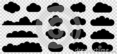 Black cloud icons set Vector Illustration