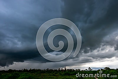 Black clouds were forming a thunderstorm Stock Photo