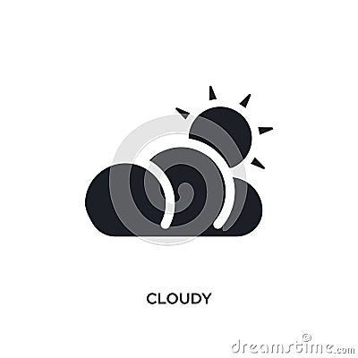 black cloudy isolated vector icon. simple element illustration from travel 2 concept vector icons. cloudy editable logo symbol Vector Illustration