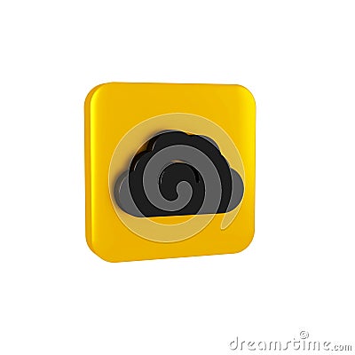 Black Cloudy weather icon isolated on transparent background. Yellow square button. Stock Photo
