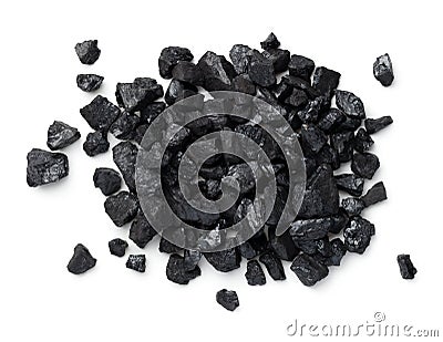 Black Coal Pile Isolated On White Background Stock Photo