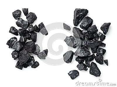 Black Coal Pile Isolated On White Background Stock Photo