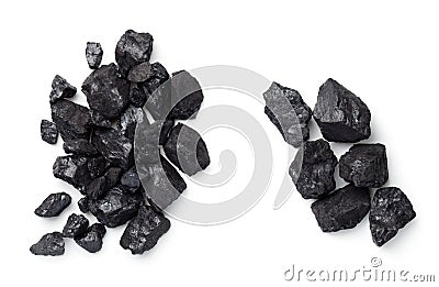 Black Coal Pile Isolated On White Background Stock Photo