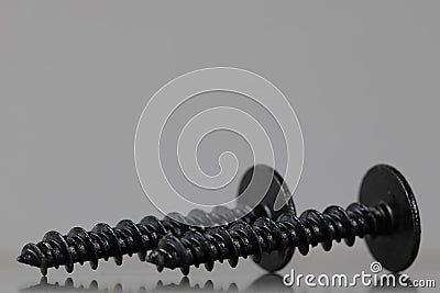 Black coated specially designed screws Stock Photo