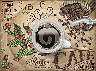 Black coffee ads Vector Illustration