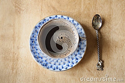 Black coffee with crema in an elegant cup Stock Photo