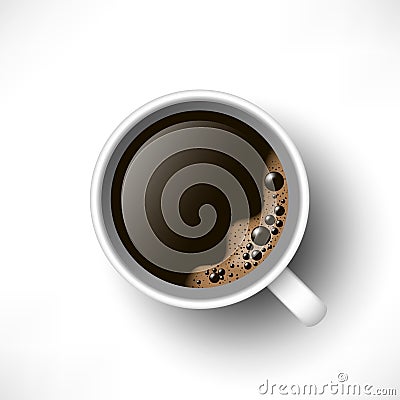 Black coffee cup top view Vector Illustration