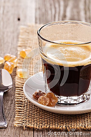 Black coffee in a glass Stock Photo