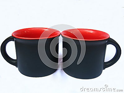 Black Coffee Mugs Stock Photo