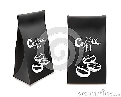 Black Coffee Packaging Design Set. Template For Beverage Product. Object. Vector Illustration. Vector Illustration