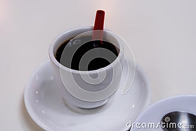 Black Coffee Traditional Singapore Breakfast called Kaya Toast Stock Photo