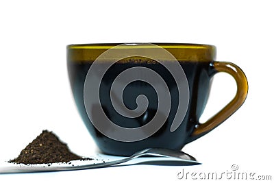 Black coffee in a transparent glass cup on a white background isolated Stock Photo