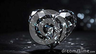 black color heart shape gem in the black background Stock Photo