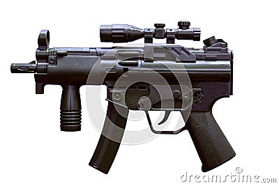 Black color machine toy gun with white background Stock Photo