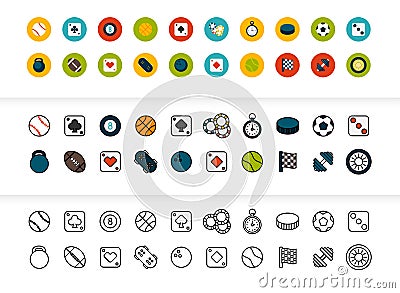 Black and color outline icons, thin stroke line style design Vector Illustration