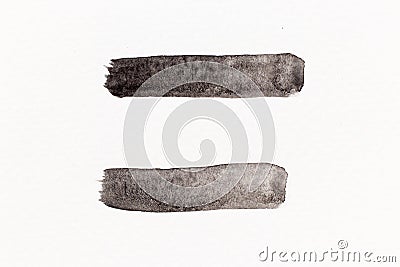 Black watercolor handdrawing as line brush on white paper background Stock Photo