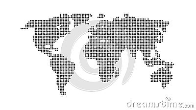 Black color world map isolated on white Vector Illustration