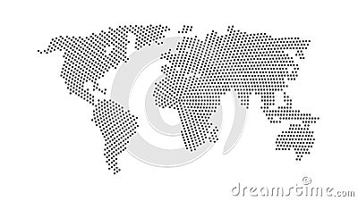 Black color world map isolated on white background Vector Illustration