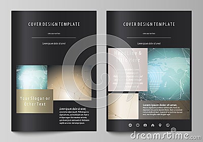 The black colored vector illustration of editable layout of A4 format covers design templates for brochure, magazine Vector Illustration