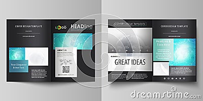 The black colored vector illustration of editable layout of two A4 format covers design templates for brochure, flyer Vector Illustration