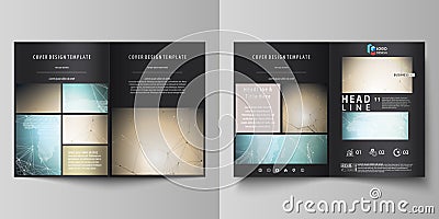 The black colored vector illustration of editable layout of two A4 format modern covers design templates for brochure Vector Illustration