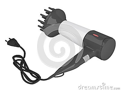 Black comb hair dryer Stock Photo