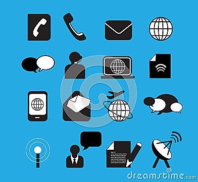 Black communication icons Vector Illustration